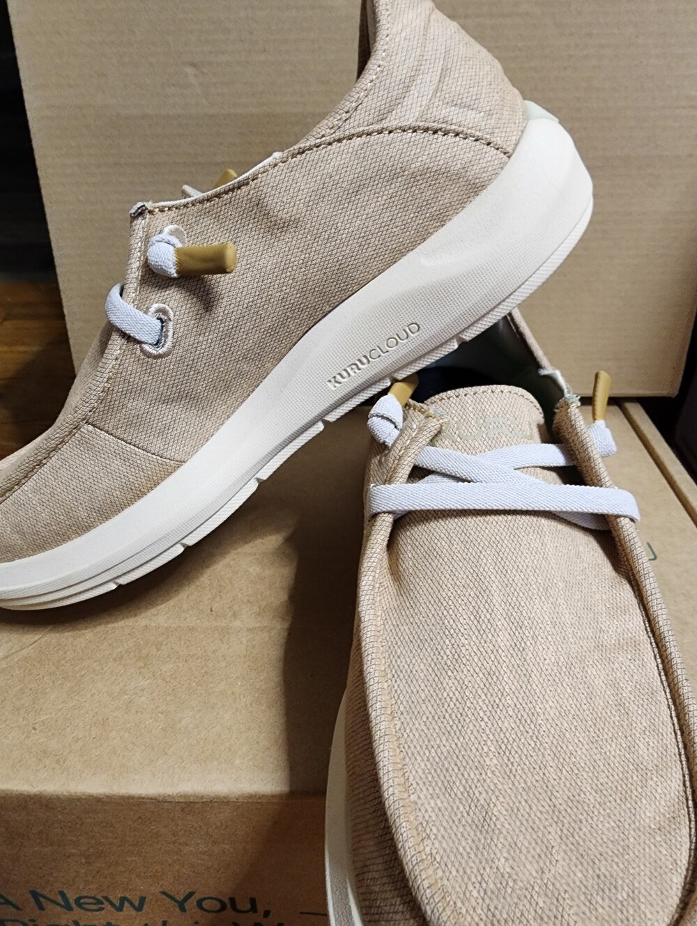 KURU Draft Rento Casual Canvas Slip-On Shoes in Sand Cinnamon Plantar Fasciitis